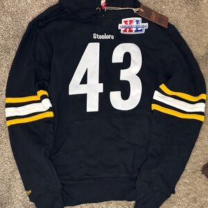 Mitchell & Ness Black Steelers Hoodie with White and Yellow Accents